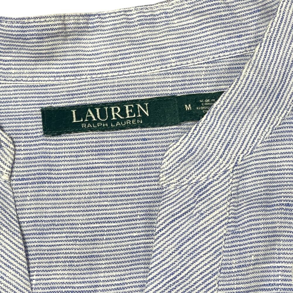 Lauren Ralph Lauren Linen Tunic Blue White Medium - Picture 6 of 6